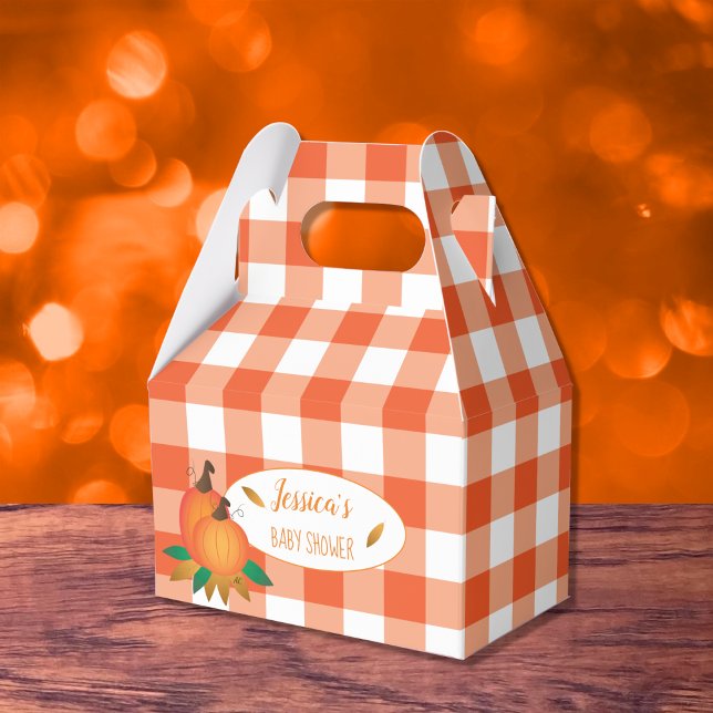 Orange Buffalo Check and Pumpkins Favour Boxes (Creator Uploaded)
