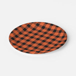 Orange Buffalo Country Lumberjack Plaid Paper Plate
