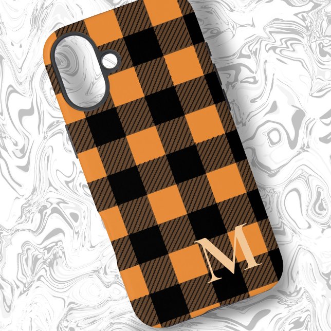 Orange Buffalo Plaid Check Case-Mate iPhone Case (Creator Uploaded)