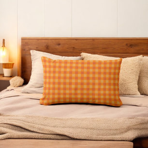 Orange Buffalo Plaid Holiday  Lumbar Cushion