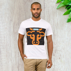 Orange Bull Head Minimalist Cow T-Shirt