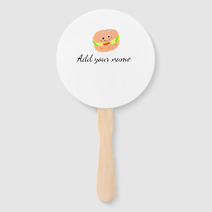 Orange burger watercolor add name text food fries hand fan