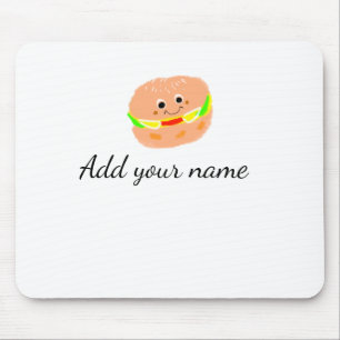 Orange burger watercolor add name text food fries mouse pad