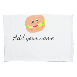 Orange burger watercolor add name text food fries pillowcase