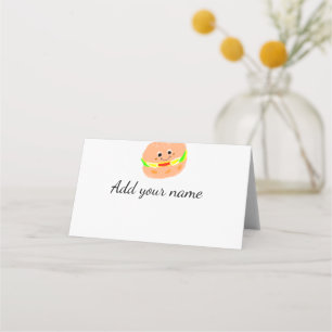 Orange burger watercolor add name text food fries place card