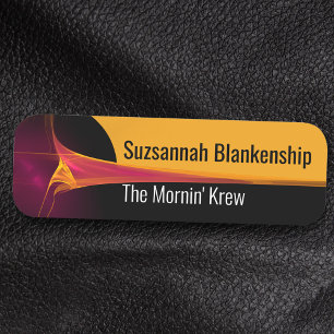 Orange Burgundy Blast Streaked Background Name Tag