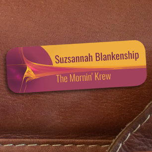 Orange Burgundy Blast Streaked Background Name Tag