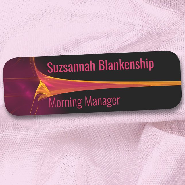 Orange Burgundy Blast Streaked Background Name Tag (Creator Uploaded)