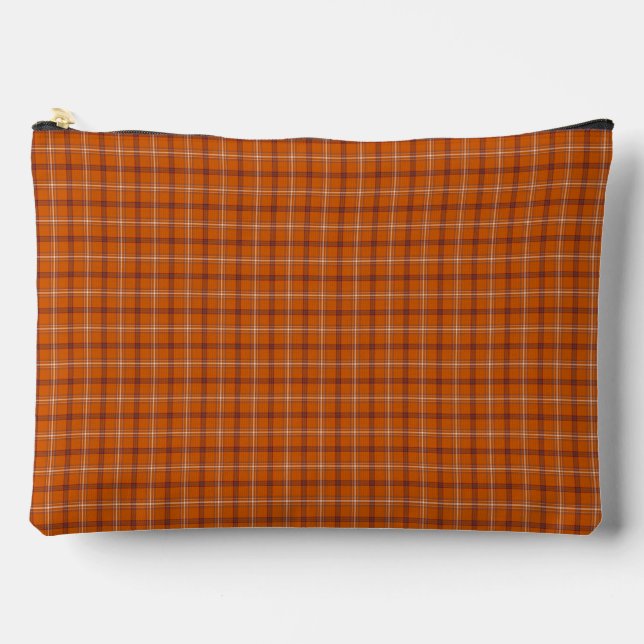 Orange Burgundy Plaid Classic Pattern Accessory Pouch (Front)