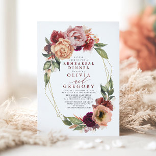 Orange Burgundy Red Fall Rehearsal Dinner Invitation