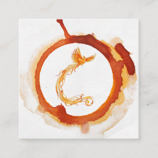 *~* Orange Burgundy Red Flame Phoenix Ring of Fire Square Business Card
