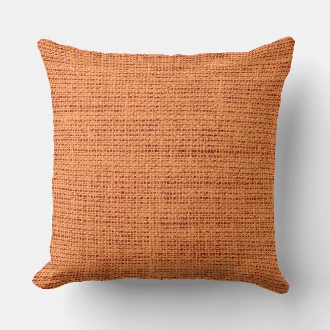 Orange Burlap Rustic Linen Cushion (Front)