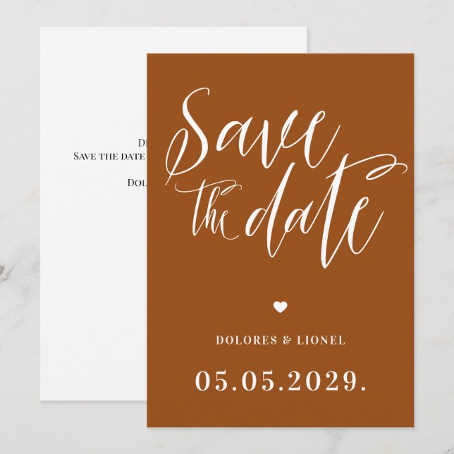 Orange Burnt Pink Save the date Invitation (Front/Back)