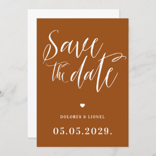 Orange Burnt Pink Save the date Invitation
