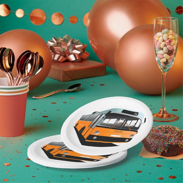 Orange Bus Paper Plate (Creator Uploaded)