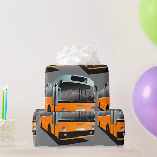 Orange Bus Wrapping Paper