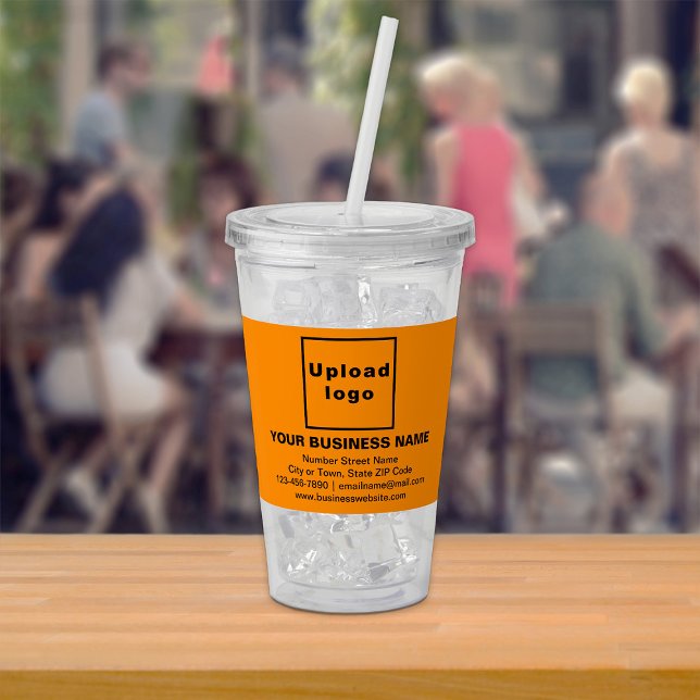 Orange Business Brand on Acrylic Tumbler (Acrylic tumbler with your business brand in orange)