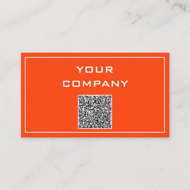 Orange Business Card Your Own Design with QR Code (Front)
