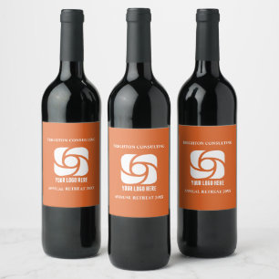Orange Business Logo Custom Company Party Wine Label