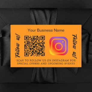 Orange business name qr code Instagram Rectangular Sticker