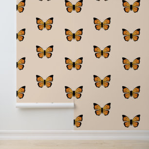 Orange Butterflies Design Wallpaper