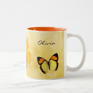 Orange Butterflies Personalised Name Mug