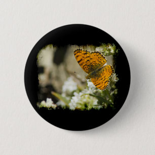 Orange Butterfly 6 Cm Round Badge