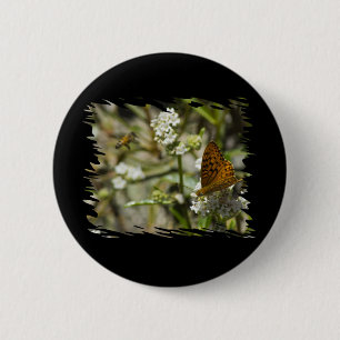 Orange Butterfly and Bee 6 Cm Round Badge