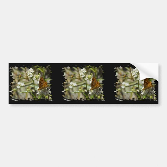 Orange Butterfly and Bee Bumper Sticker (Front)