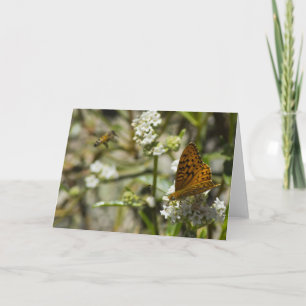 Orange Butterfly and Bee Card