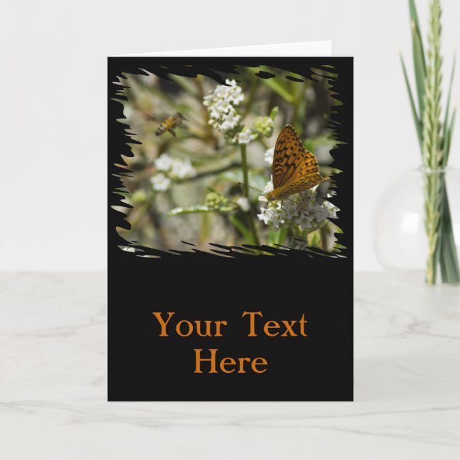 Orange Butterfly and Bee Card (Front)