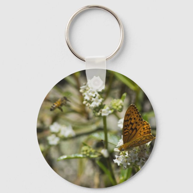 Orange Butterfly and Bee Key Ring (Front)