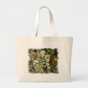 Orange Butterfly and Bee Large Tote Bag