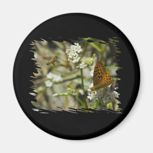 Orange Butterfly and Bee Magnet