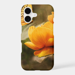 Orange Butterfly and Flowers