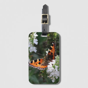Orange Butterfly and White Blossoms Luggage Tag