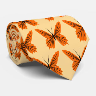Orange Butterfly Design Tie