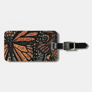Orange butterfly fantasy abstract art luggage tag