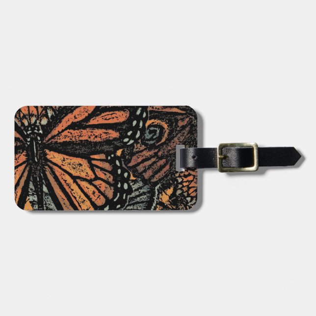 Orange butterfly fantasy abstract art luggage tag (Front Horizontal)