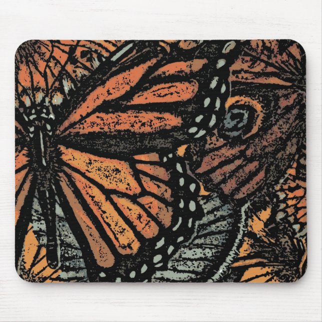Orange butterfly fantasy abstract art mouse pad (Front)