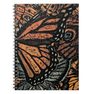 Orange butterfly fantasy abstract art spiral notebook