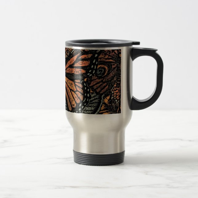 Orange butterfly fantasy abstract art travel mug (Right)
