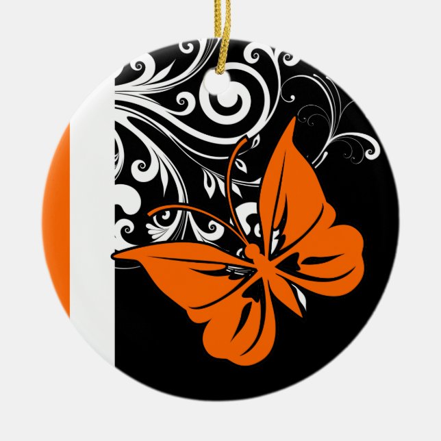 Orange Butterfly Flourish Ornaments (Front)