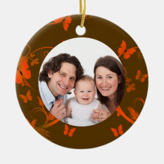 Orange Butterfly Frame Ceramic Tree Decoration