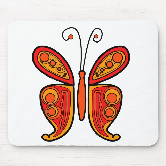 Orange butterfly illustration mouse pad (Front)