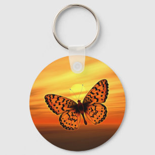 Orange Butterfly Key Ring