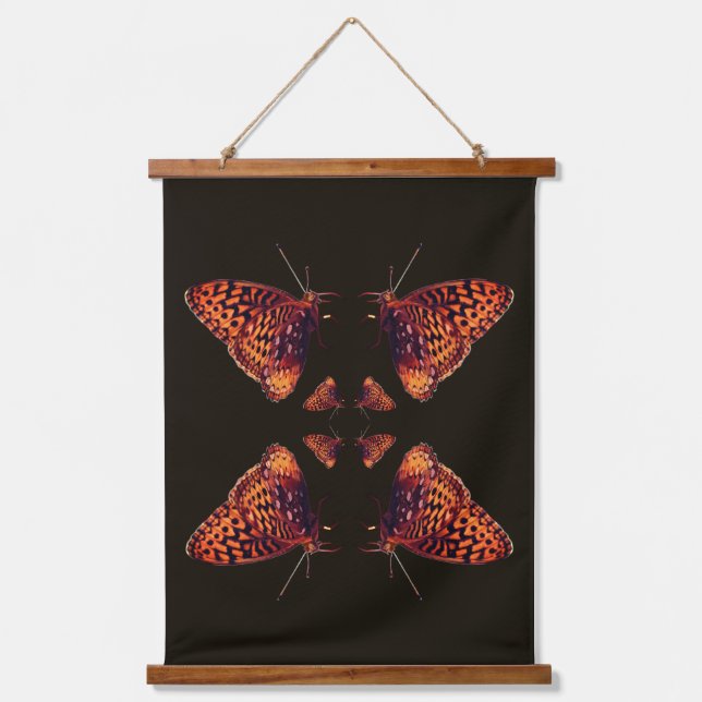 Orange Butterfly Nature Abstract Hanging Tapestry (Front)