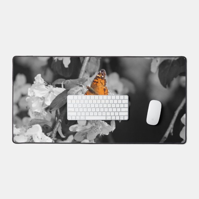 Orange Butterfly On Apple Blossom Desk Mat (Keyboard & Mouse)