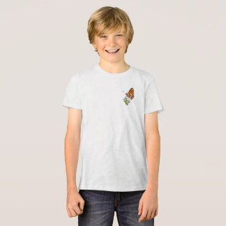 Orange Butterfly on Delicate White Flowers Tri-Blend Shirt