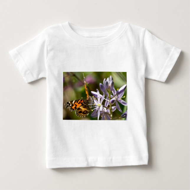 Orange Butterfly on Wild Hyacinth Apparel & Gifts Baby T-Shirt (Front)